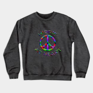 Colorful Hippie At Heart Peace Sign Crewneck Sweatshirt